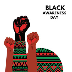 Empowering Action, Black Awareness Day, Cultural Celebration, Illustration, Festive Environment, Bold Viewpoint, Unity Concept