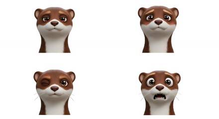 Obraz premium Weasel faces illustrations set