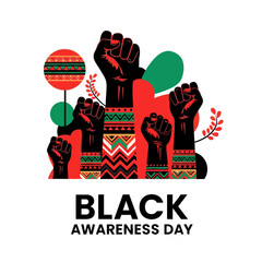 Black Awareness Day Celebration, Community Gathering, Graphic Art, Vibrant Colors, Artistic Viewpoint, Social Impact