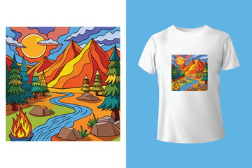 Camping and Adventure T-shirt design, Camper tshirt and mauntain t-shirts designs
