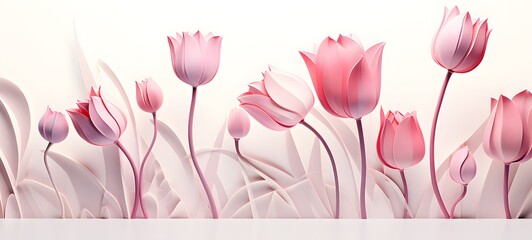 Obraz premium detailed tulips in different shades of pastel pink dancing together , Generative AI
