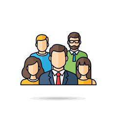 Fototapeta premium Team Collaboration, Business Professionals, Office Setting, Illustration, Modern Environment, Front View, Unity Concept