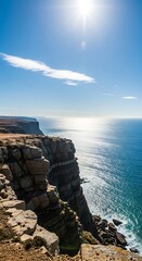Coastal Cliffs Under a Bright Sun Scenic Seascape View