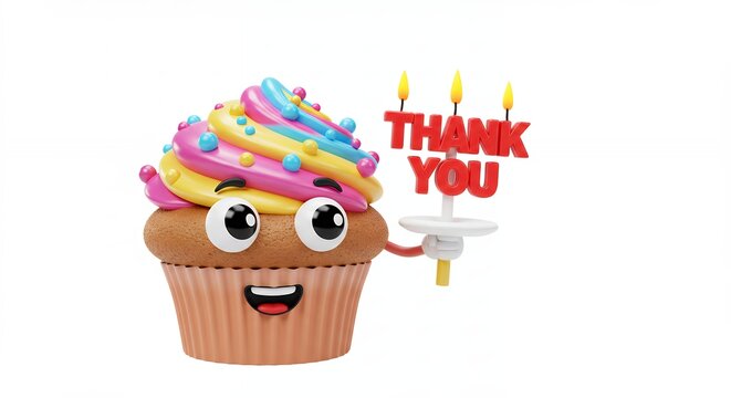 Cartoon cupcake thank you character illustration - Powered by Adobe