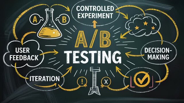 A/B Testing Explained on Chalkboard: Strategy for Data-Driven Decisions