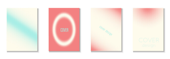 Fototapeta premium Party Cover Set. Cool Memphis Art With Circles. Minimalistic Brochure In 2d Frame. Dot Flyer. Minimalist Halftone Template. Geometric Book Poster. Trendy Party Cover