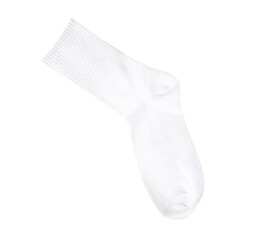One comfortable cotton sock isolated on white, top view