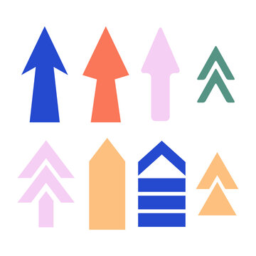 Simple Geometric Arrow Element Collection in Different Colors Direction