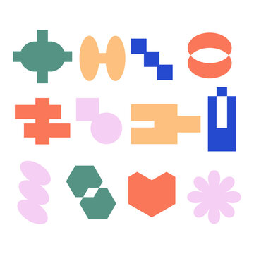 Colorful Simple Geometric Shape Element Collection for Trendy Graphic Design