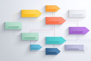 Flowchart with arrows connecting multiple steps on a light background.