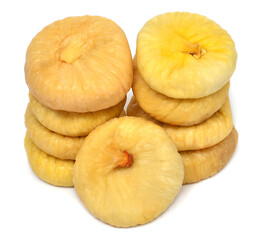 Dry figs group isolated on white background