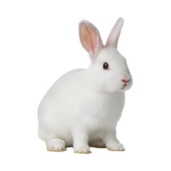 Obraz premium A cute, fluffy white rabbit isolated on a white background, perfect for Easter or pet-themed projects