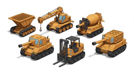 Cartoon construction vehicles collection
