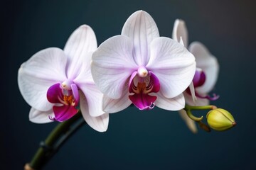 Obraz premium Elegant white & purple orchids, symmetrically branched , soft, vibrant