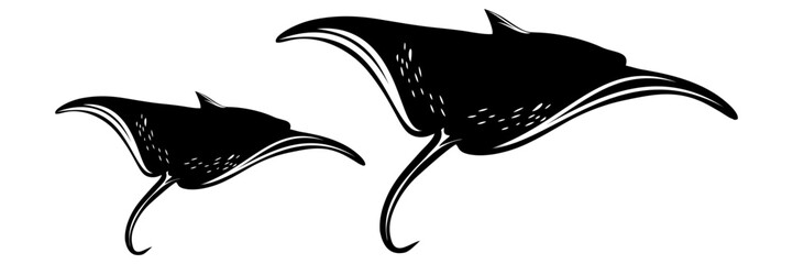 silhouette illustration of a manta ray