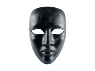 Dark metallic face mask with empty eye sockets black, Png Transparent, Isolated on White