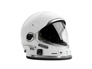 Fototapeta premium Futuristic white astronaut helmet with reflective visor space exploration, Png Transparent, Isolated on White