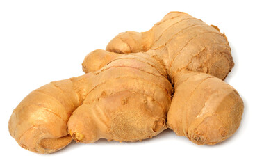 Fresh ginger root isolated on white background