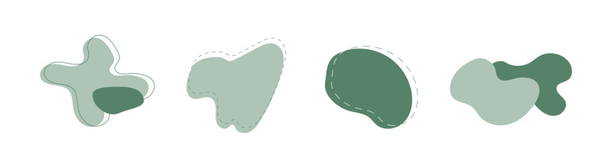 Green Abstract organic blob shapes element