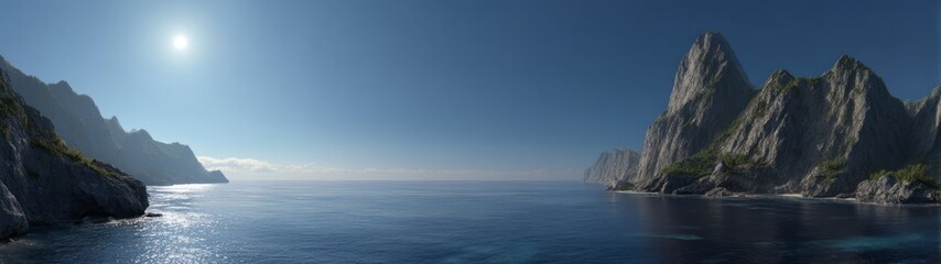 Naklejka premium Breathtaking coastal landscape serene ocean view hdr panorama 360 degree nature scene