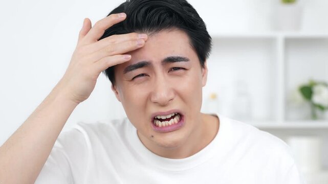 生え際とおでこニキビを気にする男性