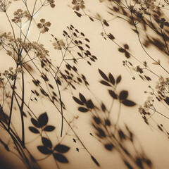 Delicate Flower Shadows on Cream-Colored Paper