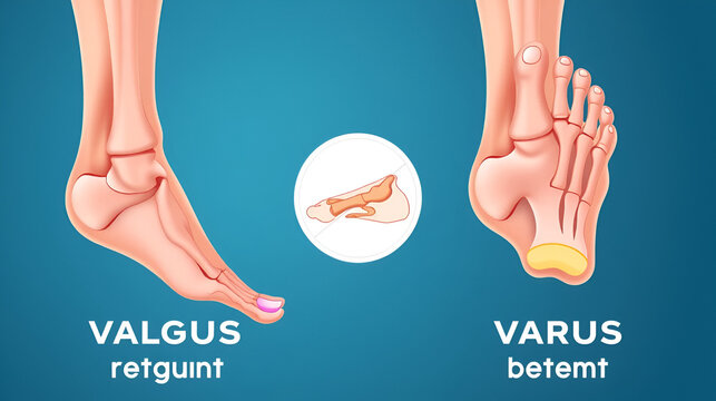 Foot deformation as medical desease infographic. Valgus and varus defect