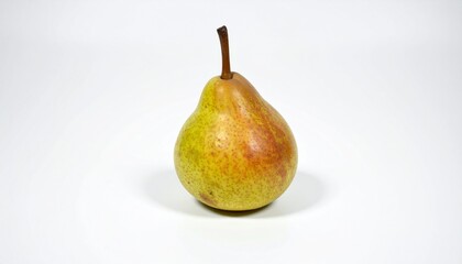 Single Ripe YellowRed Pear Isolated on White Background