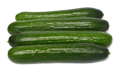 Heap of fresh cucumber isolated on white background
