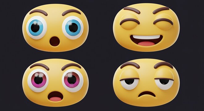 Set of cartoon emoji faces