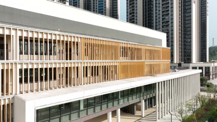 Modern architectural design in urban landscape showcases innovative building features and sustainable materials