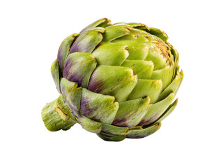 Obraz premium Green artichoke with purple hues isolated on black vegetable food, Png Transparent, Isolated on White