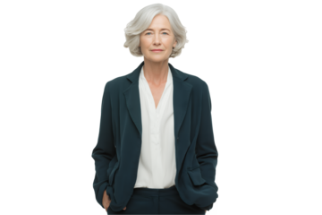 Portrait of professional senior female executive on a transparent background, concept for executive profile presentation, leadership qualities and corporate communications