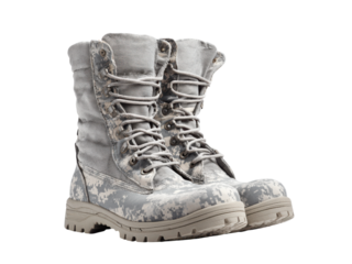 Gray digital camouflage combat boots military footwear, Png Transparent, Isolated on White