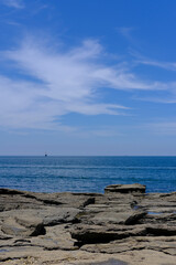 Layered Stillness – Sedimentary Rocks and Distant Beacon, Chaeseokgang