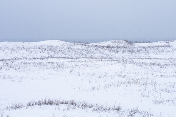 Fantasy landscape of snow-covered fields