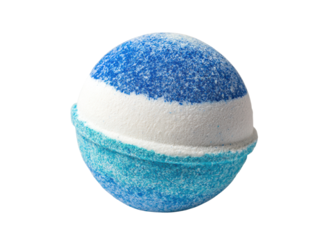Blue white striped spherical bath bomb image, Png Transparent, Isolated on White