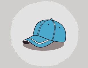 Flat Style Baseball Cap Vector – Simple Cartoon Casquette Icon
