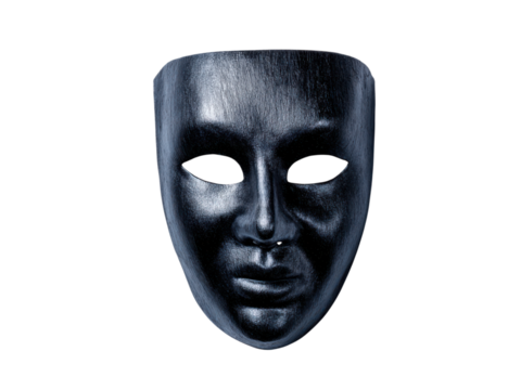 Metallic face mask silver dark, Png Transparent, Isolated on White