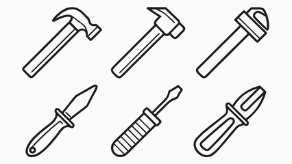 Naklejka premium Carpentry tool icons Silhouette set Collection of vintage woodworking tools and equipment illustrations