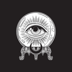 Crystal ball of predictions with eye