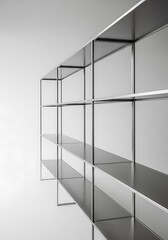 Obraz premium Sleek Minimalist Metal Shelving Unit Against a Clean White Background for Display