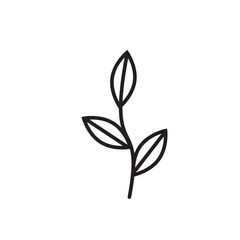 Minimal leaf contour drawing in modern linear style, designed for tattoo sketches, wedding branding kits, planners, and digital packaging elements