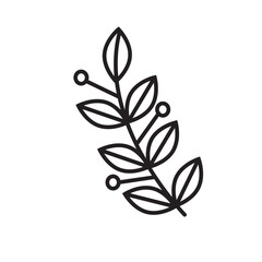  Flowing leaf line art illustration with modern minimalist curves, ideal for tattoo inspiration, digital branding assets, and neutral botanical prints