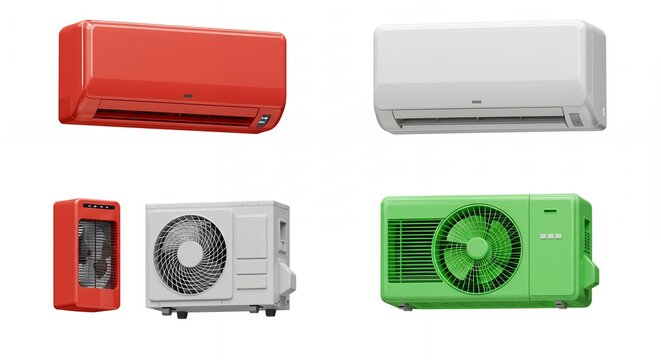 Different colors of air conditioning units