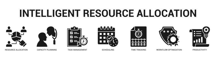 Intelligent Resource Allocation Modern and clean web banner illustration featuring thematic icons for visual communication
