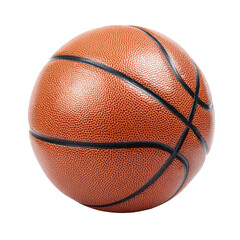 Fototapeta premium Textured orange basketball with black seams brown leather, Isolated On White, Png Transparent, Cut Out