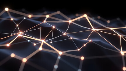 Dark low poly displaced surface with glowing connecting lines