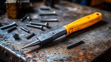 Metalworking tool on workbench