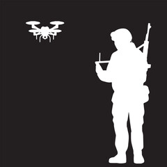 Drone logo in vector art drone illustration in black white background